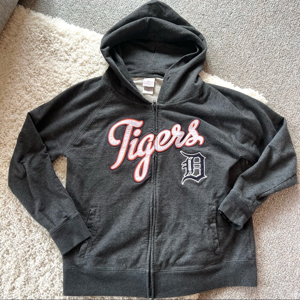 Detroit Tigers Baseball - Women’s (L) Dark Grey Full Zip Hoodie
